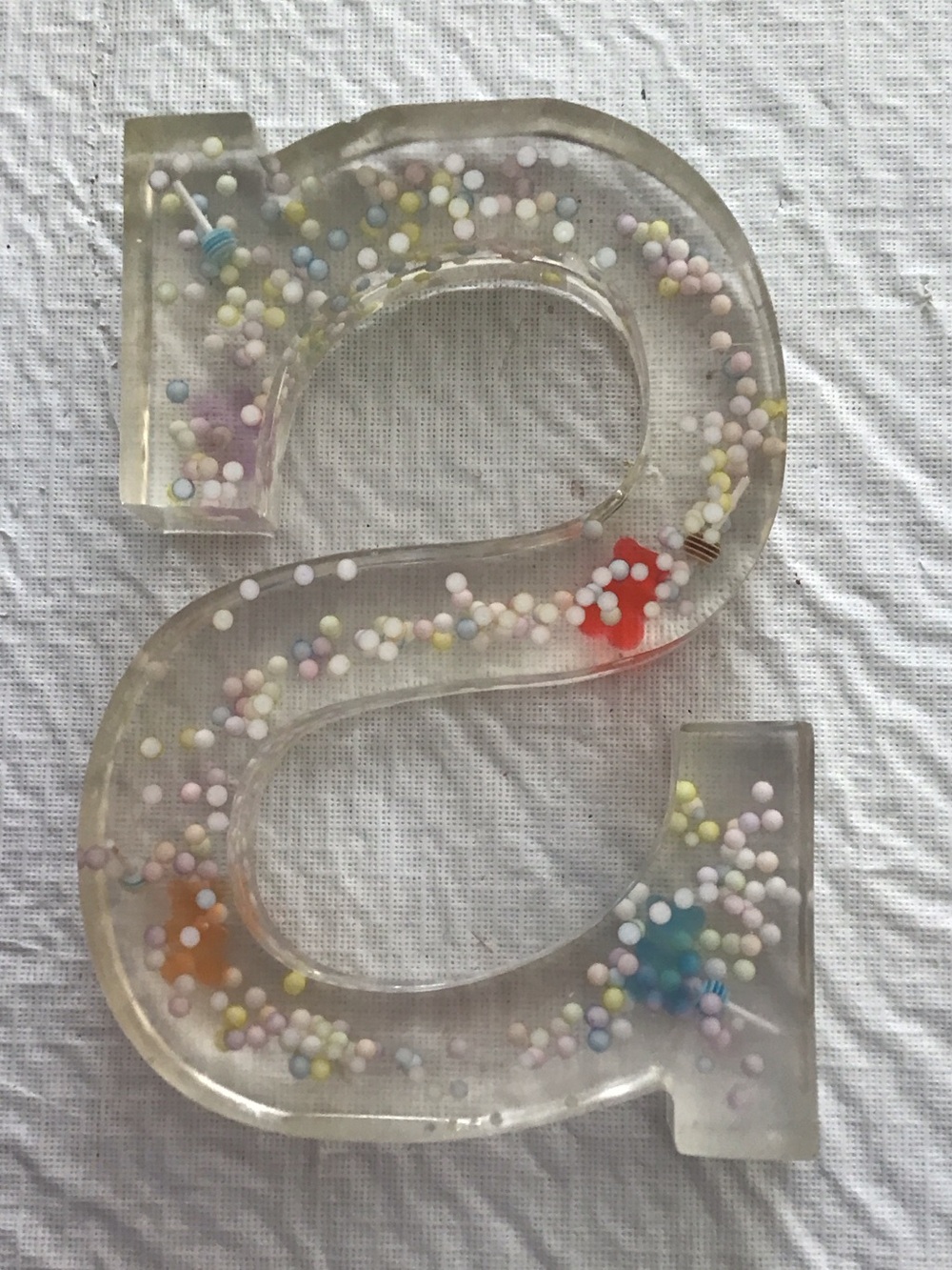 Ashland Clear Resin Letter S with Multicolor Confetti - Picture 2 of 3